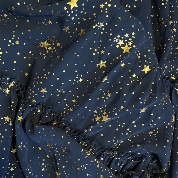 RARE Ivy City Co Starry Nights Midnight Blue Gold Dress - Picture 4 of 4